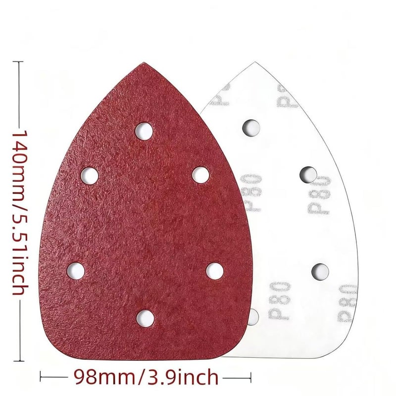 DUSJVYUE 30pcs 400Grit Mouse Sander Sandpaper 6 Holes Mouse Sander Pads Hook and Loop Triangle Sanding Pads Suitable for Ryobi Detail Palm Sander - Image 2